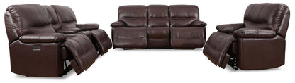 Franco 79 Genuine Leather Zero Gravity Power Reclining Loveseat with Storage Console and USB Ports - Brown | Causeuse à inclinaison électrique Franco de 79 po en cuir véritable avec position zéro gravité, console de rangement et ports USB - brune