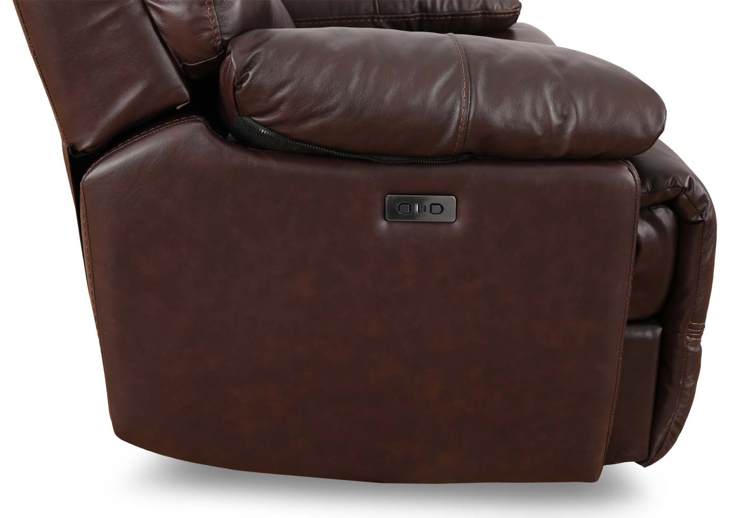 Franco 79 Genuine Leather Zero Gravity Power Reclining Loveseat with Storage Console and USB Ports - Brown | Causeuse à inclinaison électrique Franco de 79 po en cuir véritable avec position zéro gravité, console de rangement et ports USB - brune