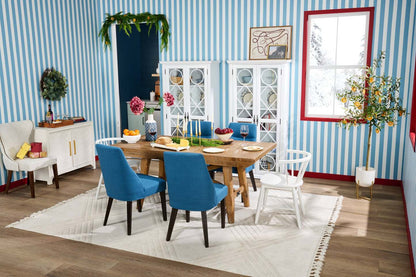 Chaise de salle à manger Gabi avec tissu d'apparence lin - Bleu | Chaise de salle à manger Gabi en tissu d'apparence lin - bleue