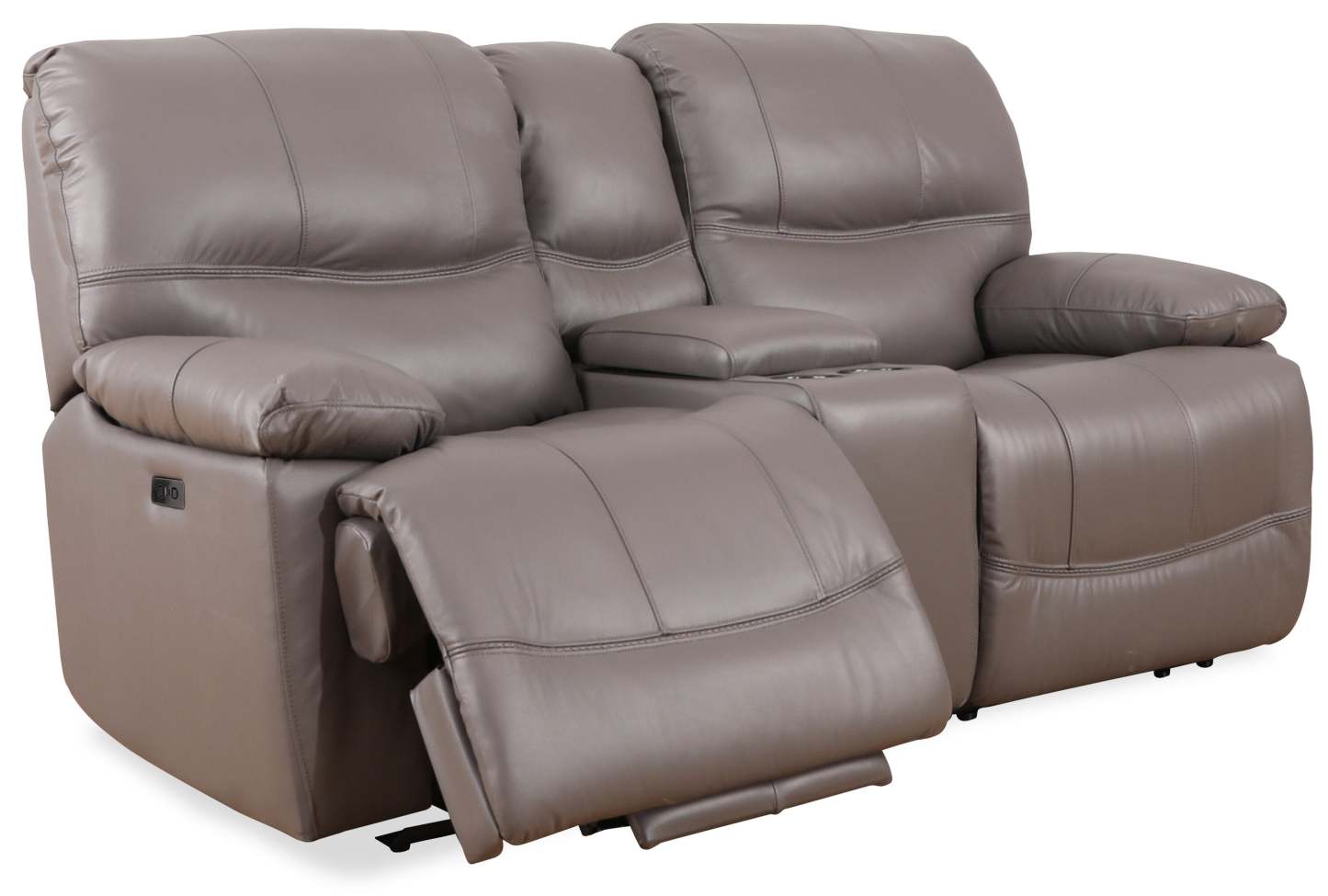 Franco 79 Genuine Leather Zero Gravity Power Reclining Loveseat with Storage Console and USB Ports - Grey | Causeuse à inclinaison électrique Franco de 79 po en cuir véritable avec position zéro gravité, console de rangement et ports USB - grise