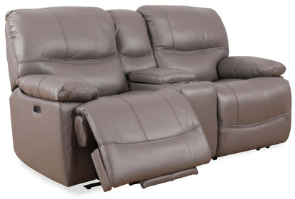 Franco 79 Genuine Leather Zero Gravity Power Reclining Loveseat with Storage Console and USB Ports - Grey | Causeuse à inclinaison électrique Franco de 79 po en cuir véritable avec position zéro gravité, console de rangement et ports USB - grise