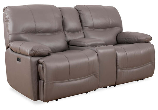 Franco 79 Genuine Leather Zero Gravity Power Reclining Loveseat with Storage Console and USB Ports - Grey | Causeuse à inclinaison électrique Franco de 79 po en cuir véritable avec position zéro gravité, console de rangement et ports USB - grise