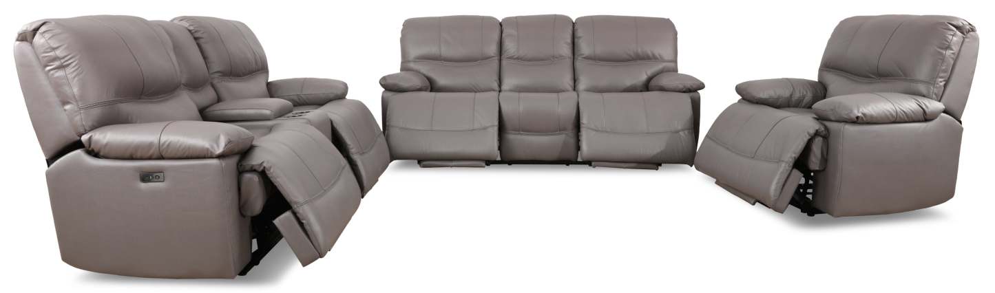 Sofa à inclinaison électrique Franco de 89 po en cuir véritable avec position zéro gravité et ports USB - gris