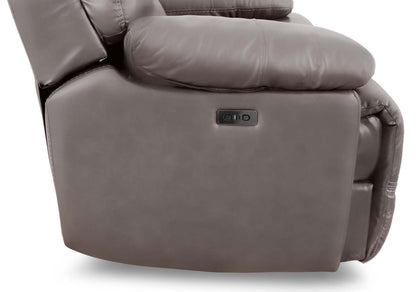 Sofa à inclinaison électrique Franco de 89 po en cuir véritable avec position zéro gravité et ports USB - gris