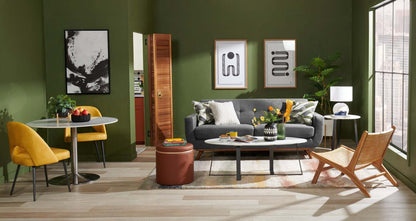 Sofa Freeman de Kort & Co. de 80 po de format condo en tissu d’apparence lin avec base et pattes en bois - gris anthracite