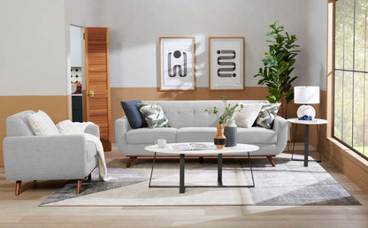 Kort &amp; Co. Fauteuil Freeman 37 po en tissu d'apparence lin avec pattes en bois et coussin de dossier capitonné - blanc colombe