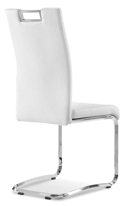 Chaise de salle à manger Tuxedo avec tissu en cuir végétalien, métal - Blanc | Chaise de salle à manger Tuxedo en tissu de cuir végétalien et en métal - blanche