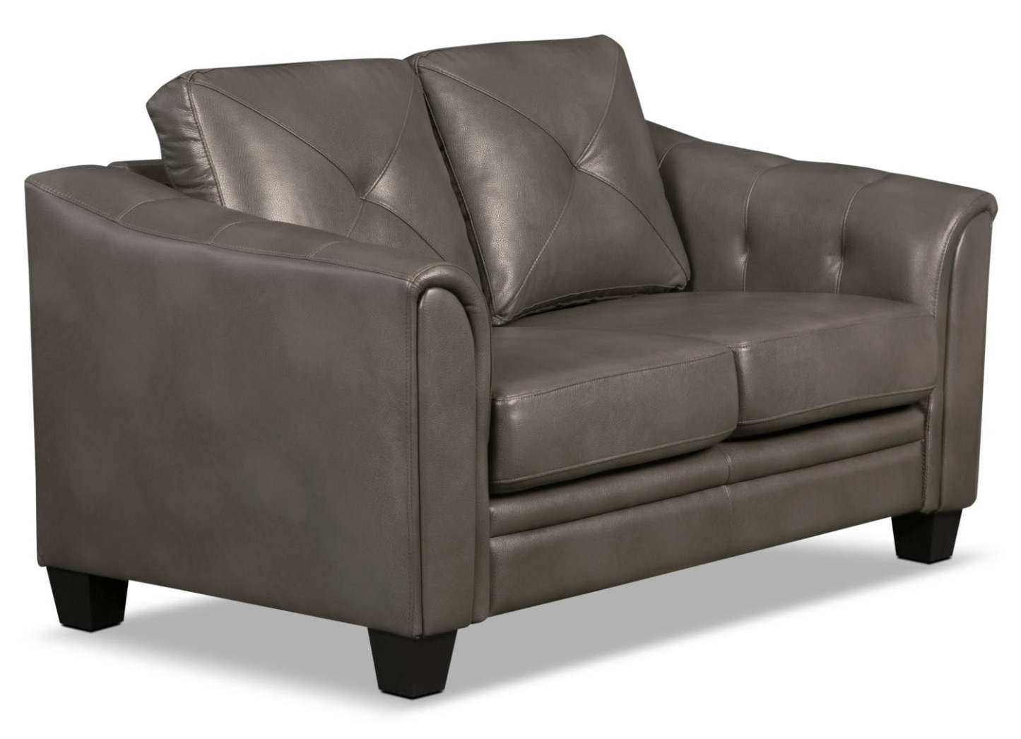 Andi 62 Leather-Look Fabric Loveseat with Button Tufting - Grey | Causeuse Andi de 62 po en tissu d’apparence cuir avec capitonnage - grise