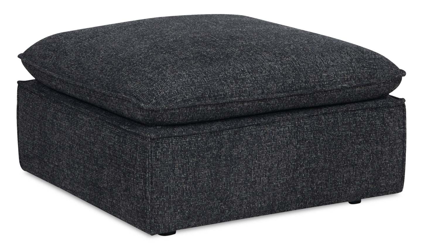 Fusion 33.85 Ottoman en tissu chenille gris anthracite avec coussin en plumes | Pouf Fusion de 33,85 po en tissu chenille gris anthracite avec coussin en couette et plumes