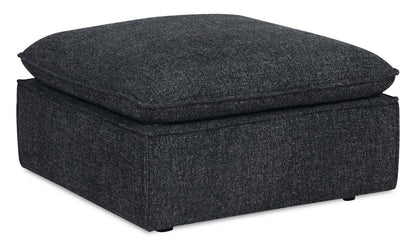 Fusion 33.85 Ottoman en tissu chenille gris anthracite avec coussin en plumes | Pouf Fusion de 33,85 po en tissu chenille gris anthracite avec coussin en couette et plumes