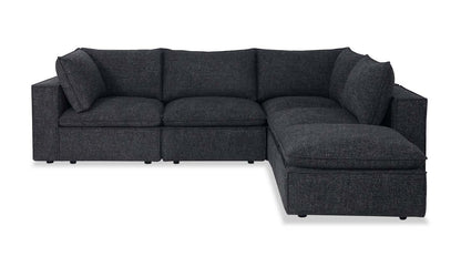 Sofa sectionnel modulaire Fusion 5 pièces en tissu de chenille gris anthracite avec coussins en duvet et plumes et pouf