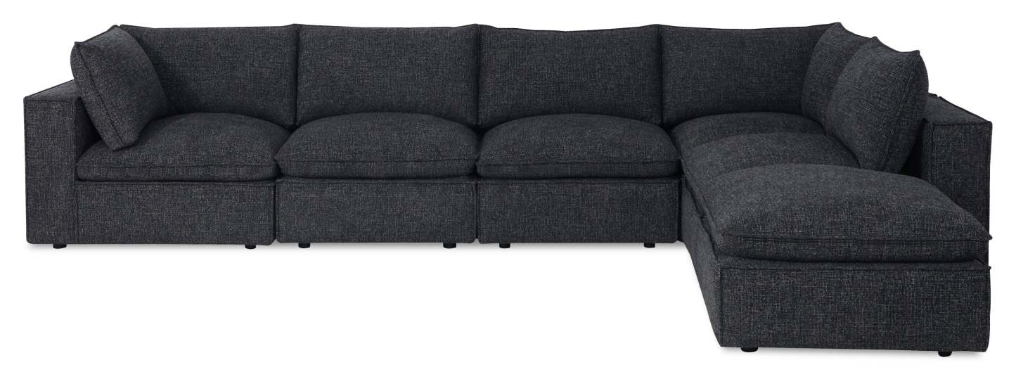 Sofa sectionnel modulaire Fusion 6 pièces en tissu de chenille gris anthracite avec coussins de dossier amovibles en duvet et plumes