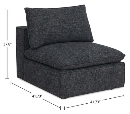 Fusion Modular 33.46 Chaise sans accoudoirs en tissu chenille gris anthracite avec coussin amovible en duvet de plumes | Fauteuil modulaire sans accoudoirs Fusion de 33,46 po en tissu chenille gris anthracite avec coussin amovible en couette et plumes