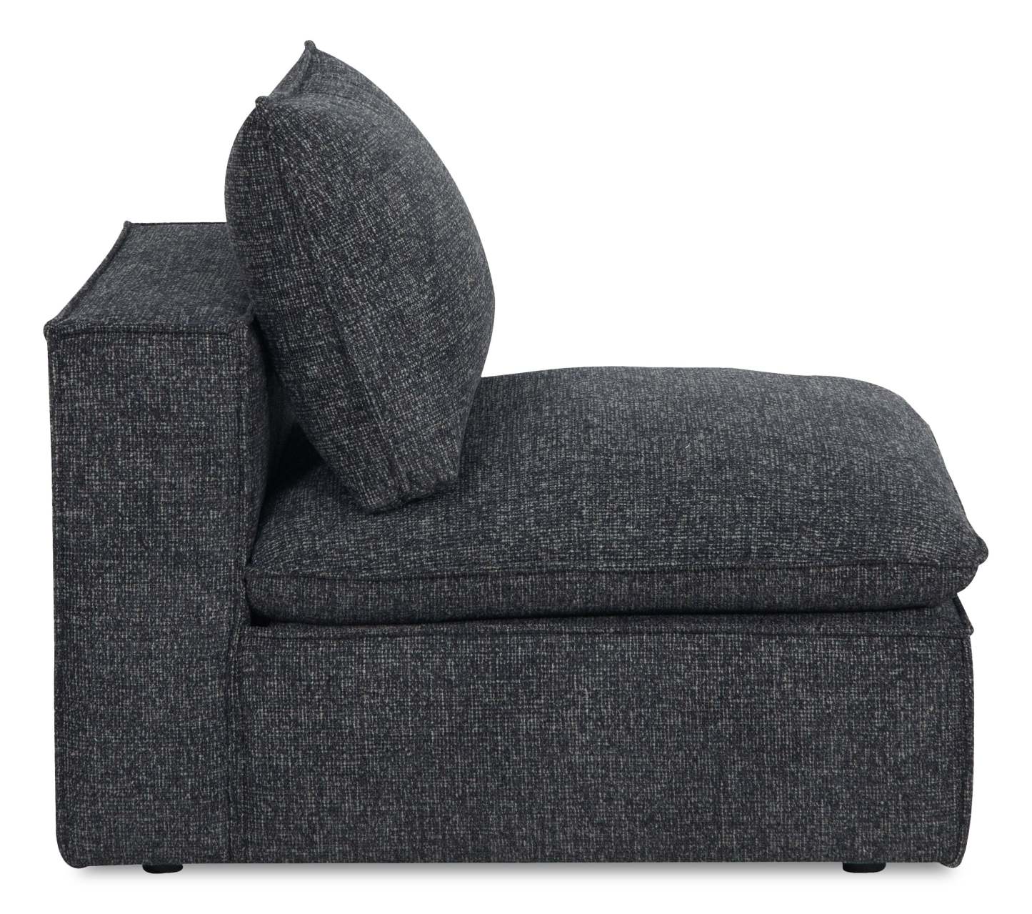 Fusion Modular 33.46 Chaise sans accoudoirs en tissu chenille gris anthracite avec coussin amovible en duvet de plumes | Fauteuil modulaire sans accoudoirs Fusion de 33,46 po en tissu chenille gris anthracite avec coussin amovible en couette et plumes