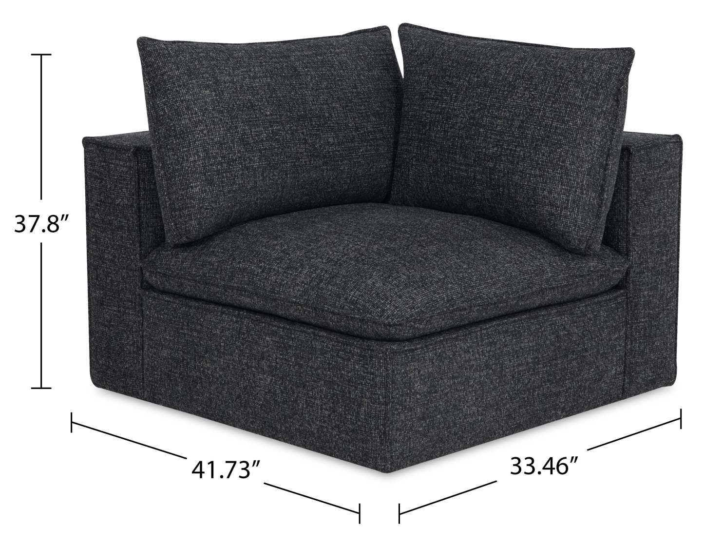 Fusion Modular 41.73 Chaise d'angle en tissu chenille gris anthracite avec coussins de dossier amovibles en plumes | Fauteuil modulaire en coin Fusion de 41,73 po en tissu de chenille gris anthracite avec coussin de dossier amovible en couette et plumes