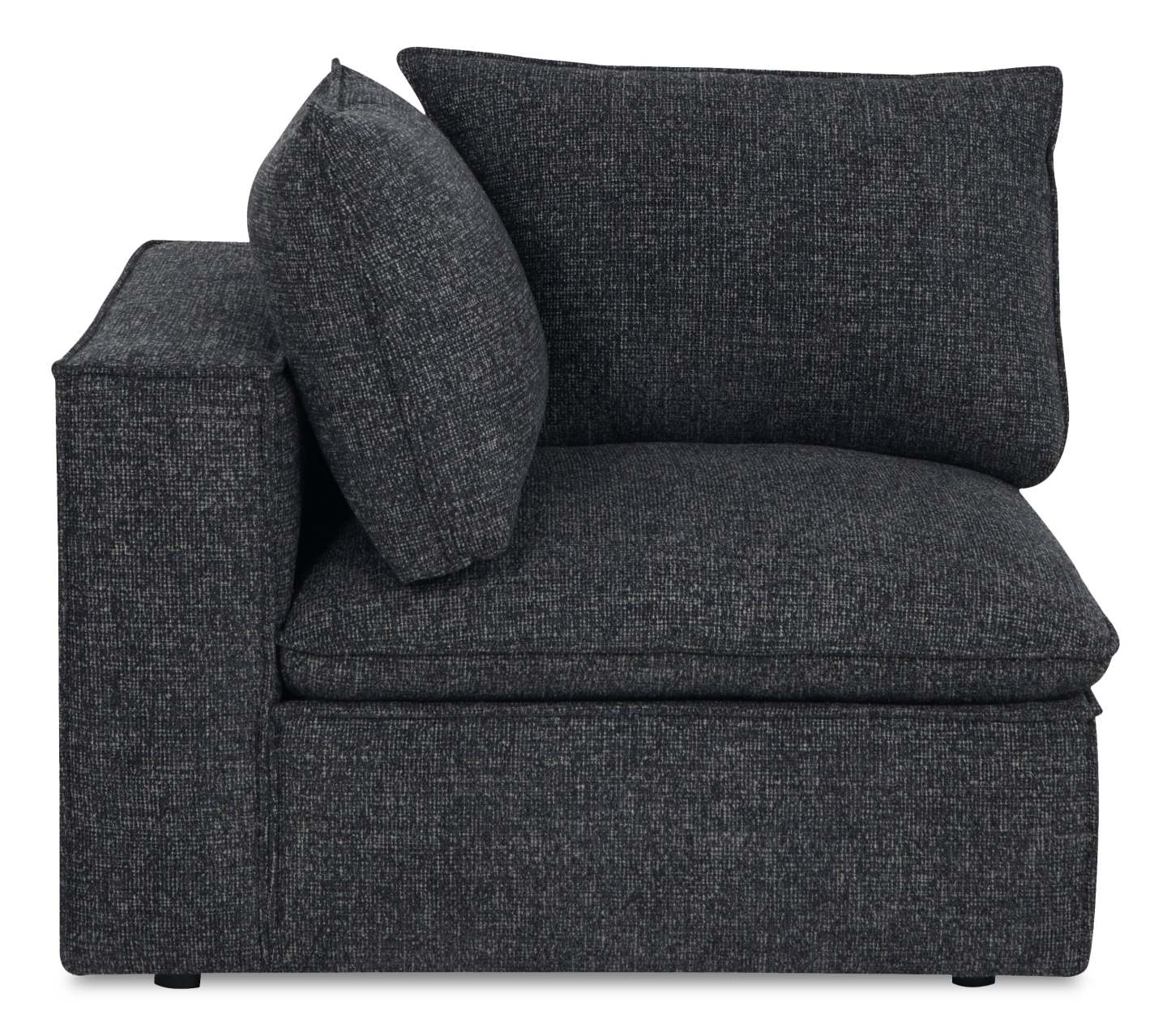 Fusion Modular 41.73 Chaise d'angle en tissu chenille gris anthracite avec coussins de dossier amovibles en plumes | Fauteuil modulaire en coin Fusion de 41,73 po en tissu de chenille gris anthracite avec coussin de dossier amovible en couette et plumes
