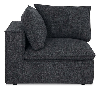 Fusion Modular 41.73 Chaise d'angle en tissu chenille gris anthracite avec coussins de dossier amovibles en plumes | Fauteuil modulaire en coin Fusion de 41,73 po en tissu de chenille gris anthracite avec coussin de dossier amovible en couette et plumes