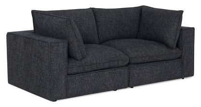 Causeuse modulaire Fusion de 83,46 po en tissu de chenille gris anthracite avec coussins de dossier amovibles en couette et plumes
