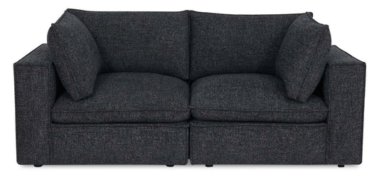 Causeuse modulaire Fusion de 83,46 po en tissu de chenille gris anthracite avec coussins de dossier amovibles en couette et plumes