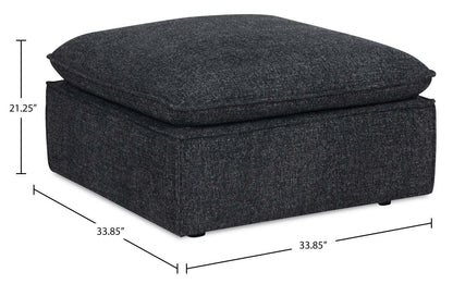 Fusion 33.85 Ottoman en tissu chenille gris anthracite avec coussin en plumes | Pouf Fusion de 33,85 po en tissu chenille gris anthracite avec coussin en couette et plumes
