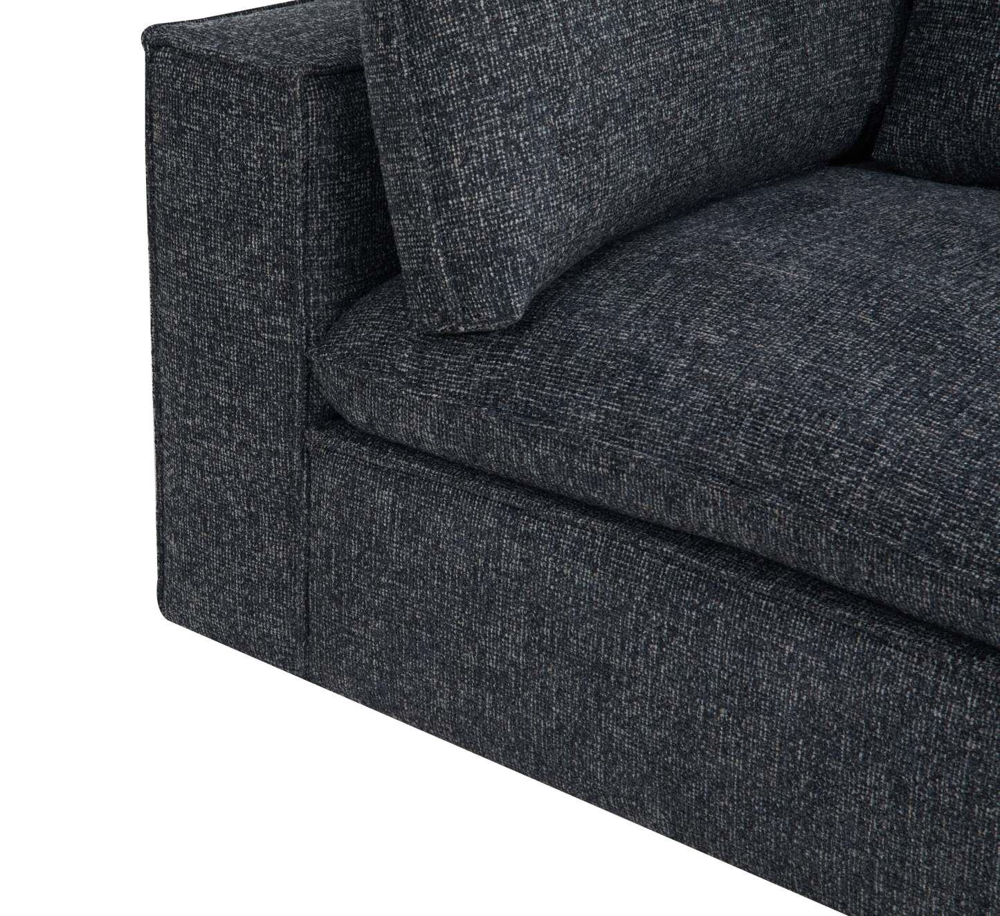 Fusion modulaire 4 pièces en tissu chenille gris anthracite avec coussins de dossier amovibles en plumes | Canapé sectionnel modulaire Fusion 4 pièces en tissu chenille gris anthracite avec coussins de dossier amovibles en couette et plumes