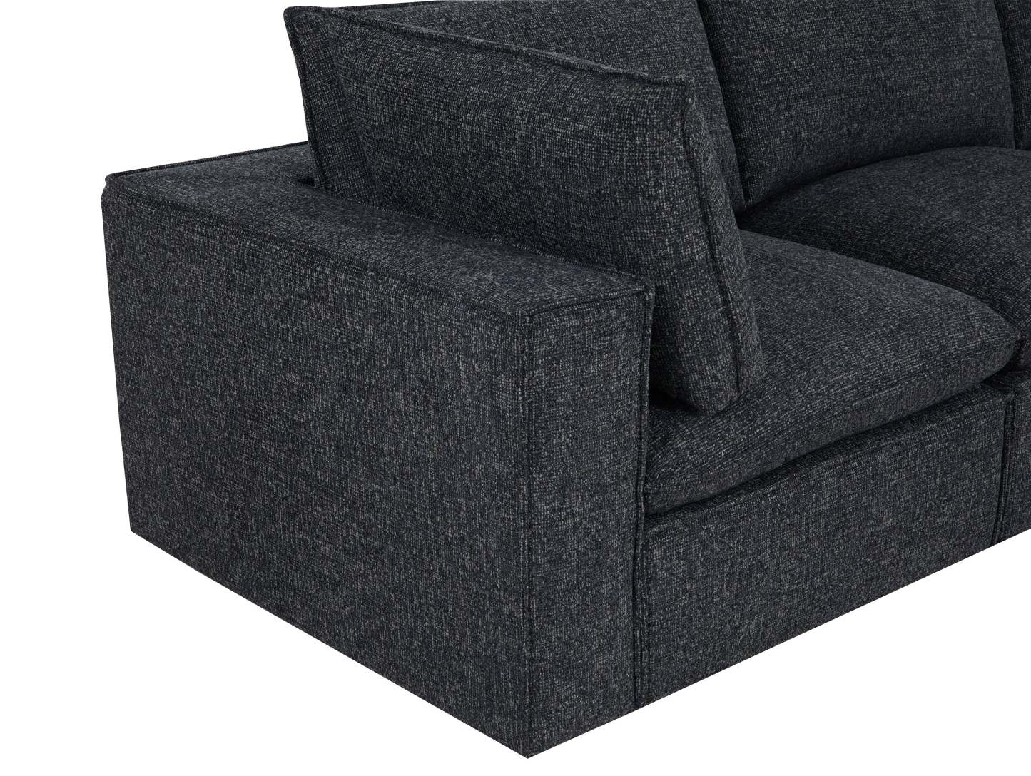 Fusion modulaire 4 pièces en tissu chenille gris anthracite avec coussins de dossier amovibles en plumes | Canapé sectionnel modulaire Fusion 4 pièces en tissu chenille gris anthracite avec coussins de dossier amovibles en couette et plumes