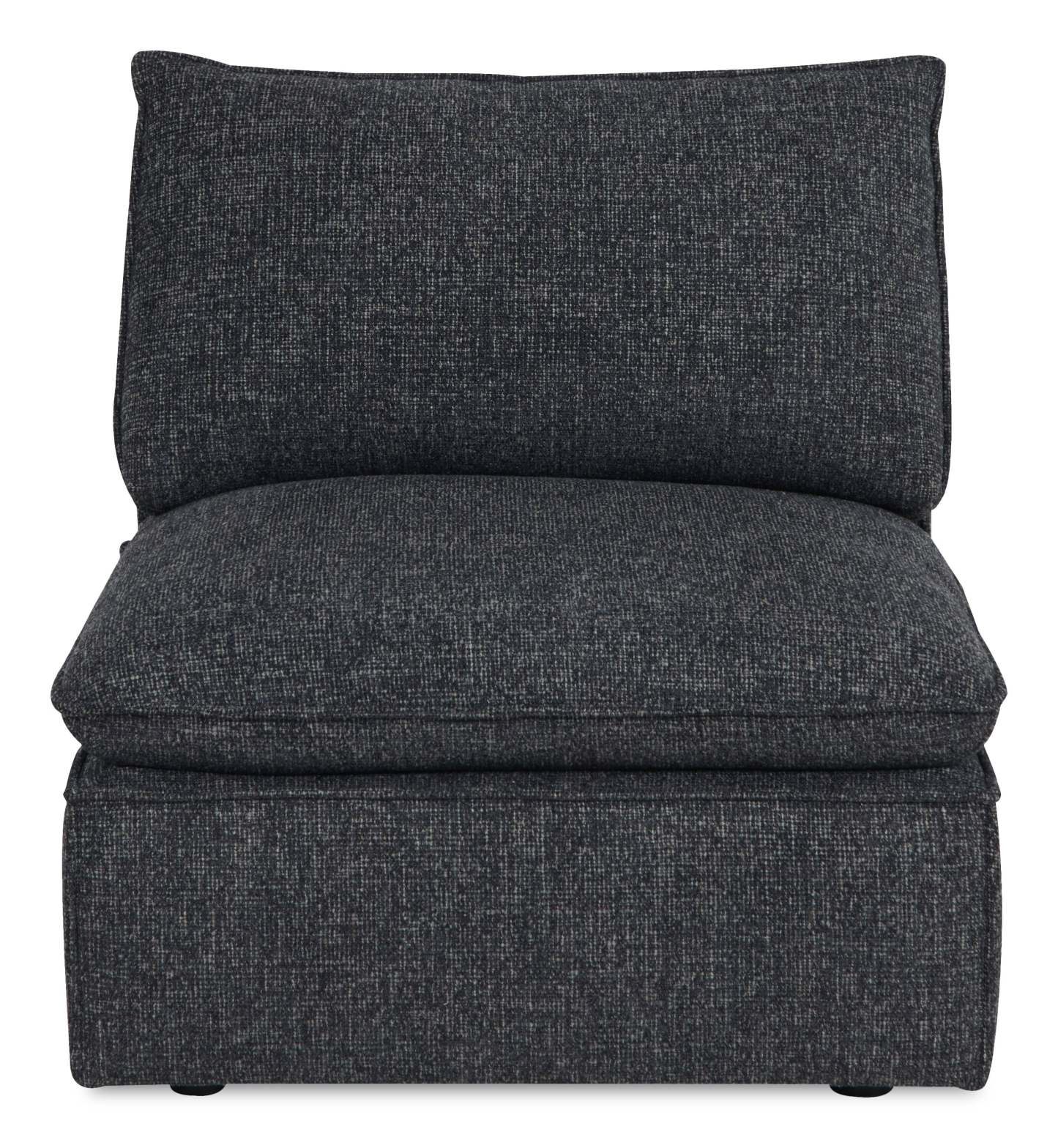 Fusion Modular 33.46 Chaise sans accoudoirs en tissu chenille gris anthracite avec coussin amovible en duvet de plumes | Fauteuil modulaire sans accoudoirs Fusion de 33,46 po en tissu chenille gris anthracite avec coussin amovible en couette et plumes