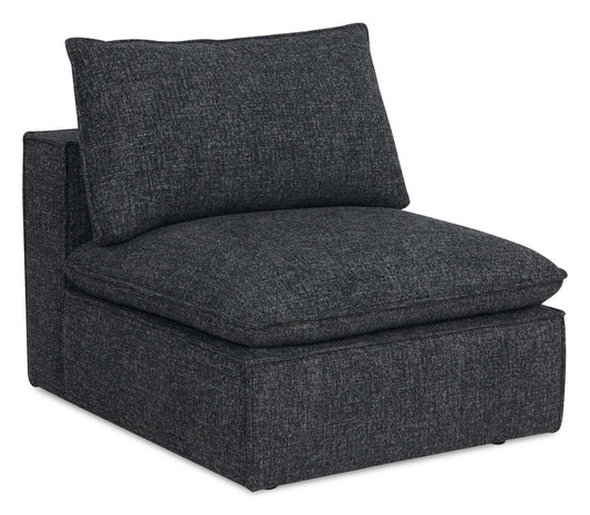 Fusion Modular 33.46 Chaise sans accoudoirs en tissu chenille gris anthracite avec coussin amovible en duvet de plumes | Fauteuil modulaire sans accoudoirs Fusion de 33,46 po en tissu chenille gris anthracite avec coussin amovible en couette et plumes