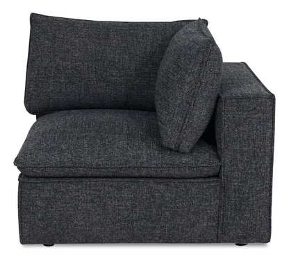 Sofa sectionnel modulaire Fusion 5 pièces en tissu de chenille gris anthracite avec coussins en duvet et plumes et pouf