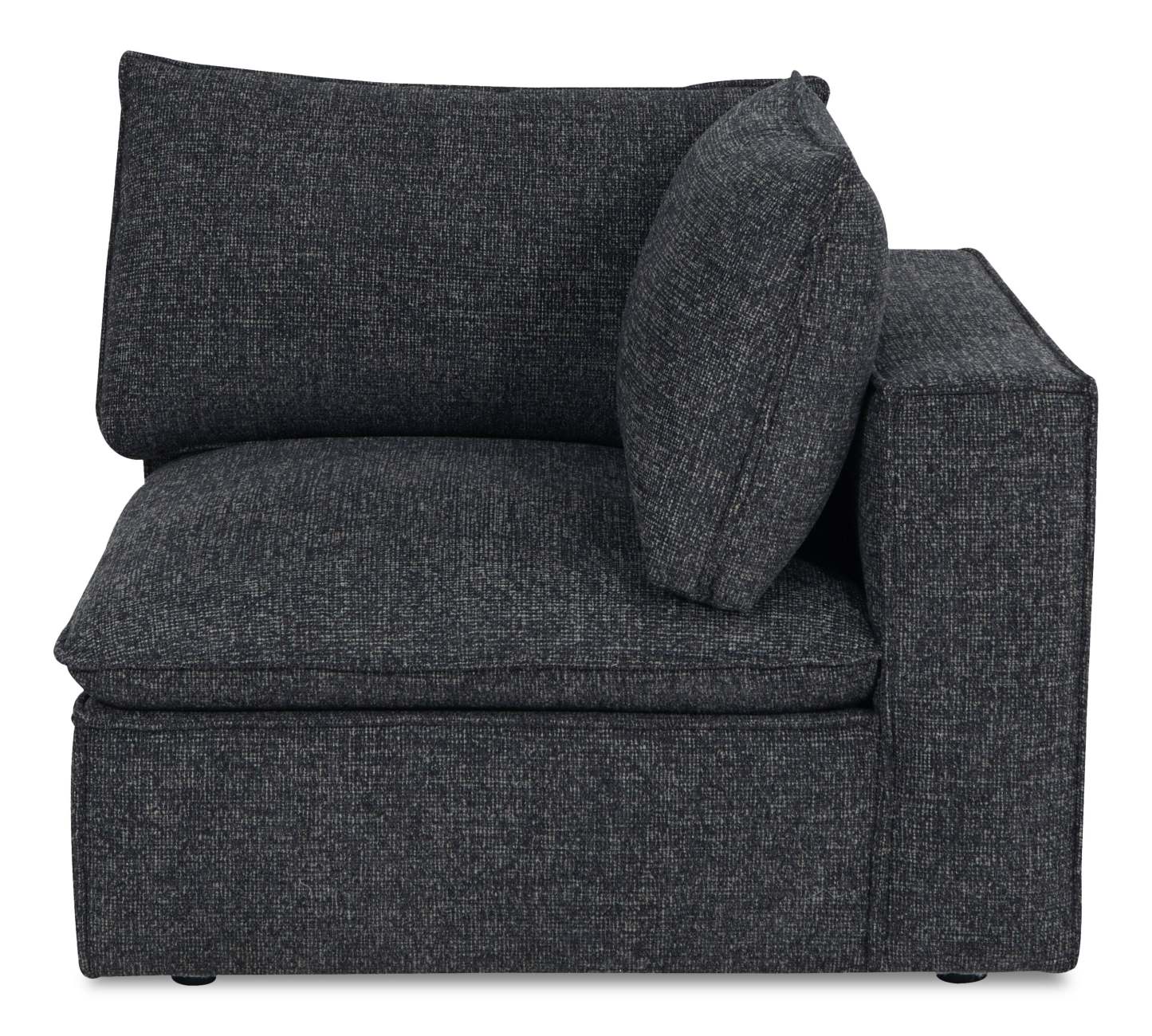 Fusion Modular 41.73 Chaise d'angle en tissu chenille gris anthracite avec coussins de dossier amovibles en plumes | Fauteuil modulaire en coin Fusion de 41,73 po en tissu de chenille gris anthracite avec coussin de dossier amovible en couette et plumes