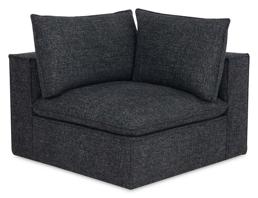 Fusion Modular 41.73 Chaise d'angle en tissu chenille gris anthracite avec coussins de dossier amovibles en plumes | Fauteuil modulaire en coin Fusion de 41,73 po en tissu de chenille gris anthracite avec coussin de dossier amovible en couette et plumes