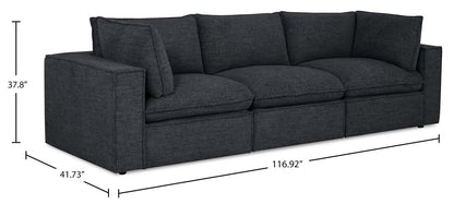 Fusion Modular 116.92 Canapé en tissu chenille gris anthracite avec coussins de dossier amovibles en plumes | Canapé modulaire Fusion de 116,92 po en tissu chenille gris anthracite avec coussins de dossier amovibles en couette et plumes