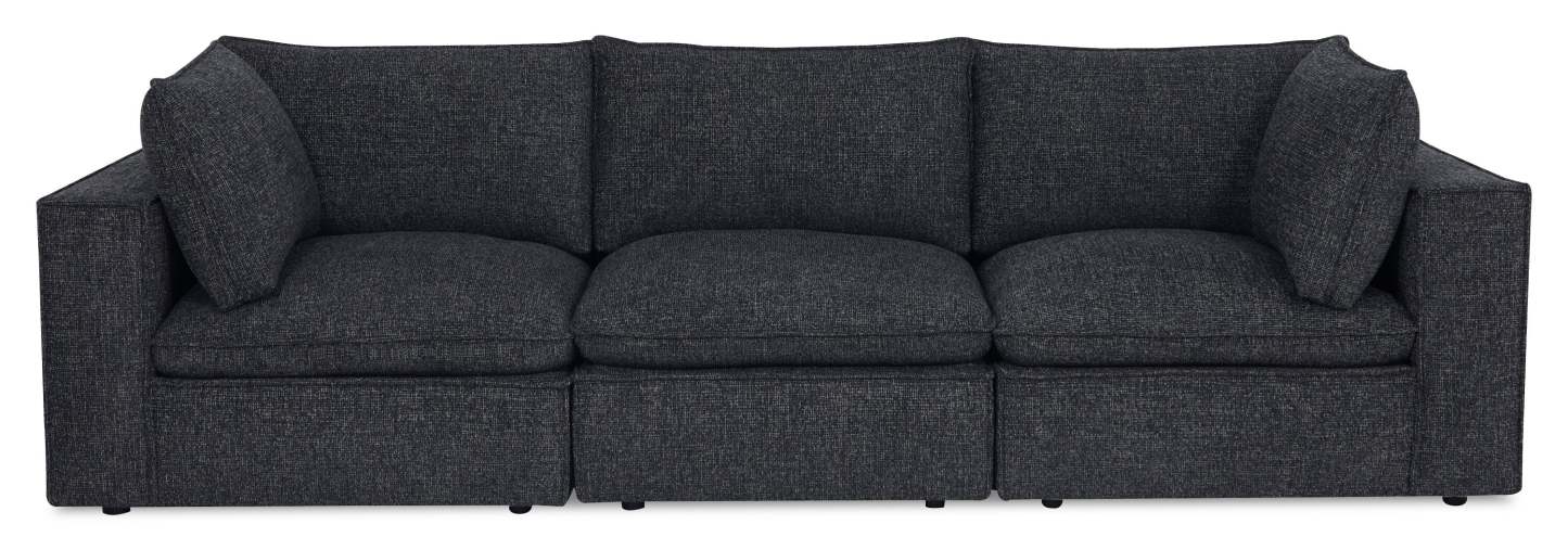 Fusion Modular 116.92 Canapé en tissu chenille gris anthracite avec coussins de dossier amovibles en plumes | Canapé modulaire Fusion de 116,92 po en tissu chenille gris anthracite avec coussins de dossier amovibles en couette et plumes