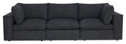 Fusion Modular 116.92 Canapé en tissu chenille gris anthracite avec coussins de dossier amovibles en plumes | Canapé modulaire Fusion de 116,92 po en tissu chenille gris anthracite avec coussins de dossier amovibles en couette et plumes