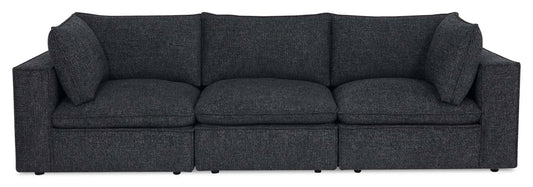 Fusion Modular 116.92 Canapé en tissu chenille gris anthracite avec coussins de dossier amovibles en plumes | Canapé modulaire Fusion de 116,92 po en tissu chenille gris anthracite avec coussins de dossier amovibles en couette et plumes