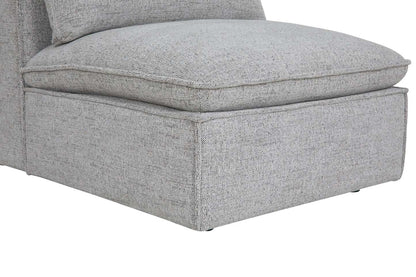 Fusion Modular 33.46 Chaise sans accoudoirs en tissu chenille gris argenté avec coussin amovible en plumes | Fauteuil modulaire sans accoudoirs Fusion de 33,46 po en tissu chenille gris argenté avec coussin amovible en couette et plumes