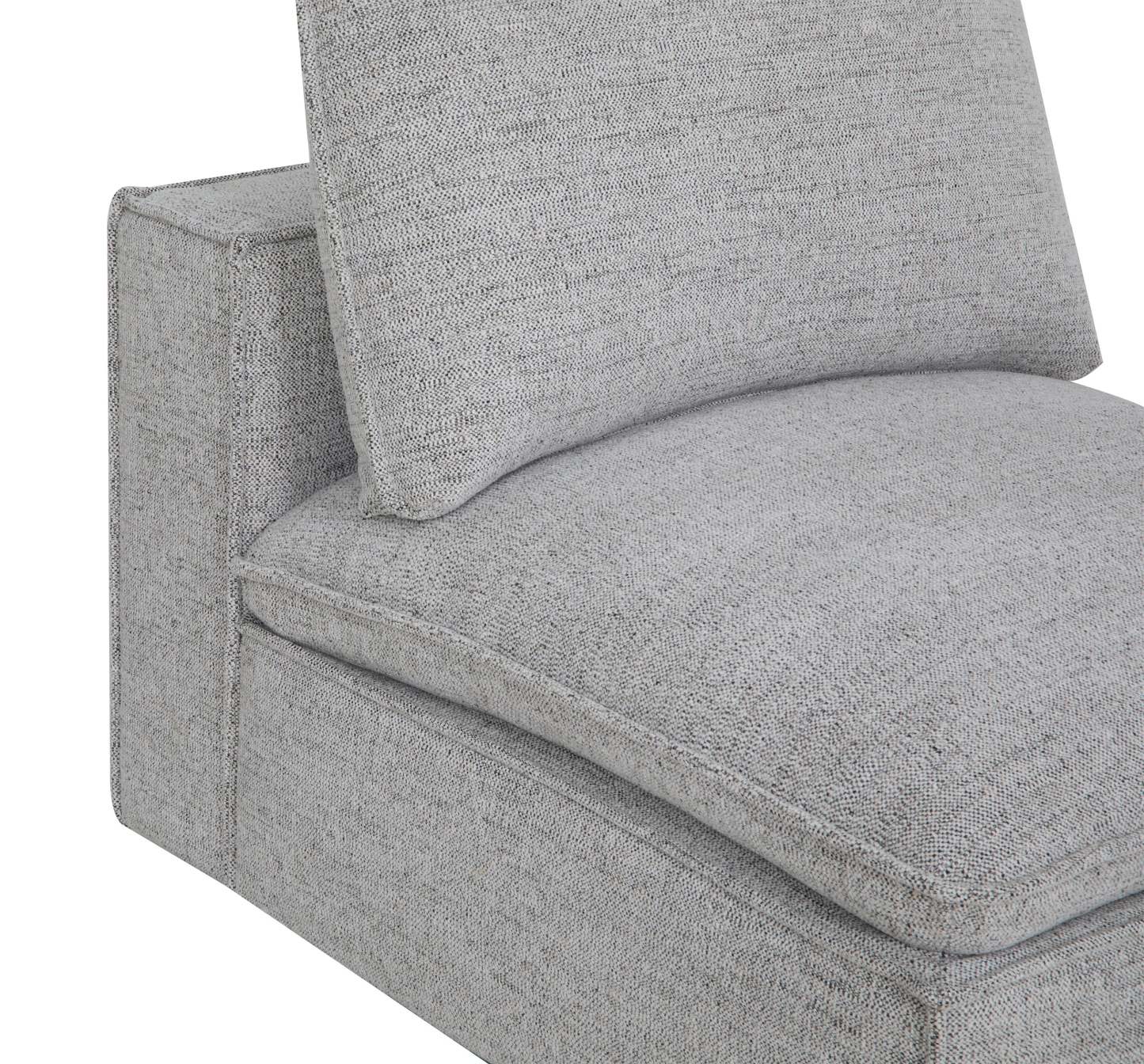 Fusion Modular 33.46 Chaise sans accoudoirs en tissu chenille gris argenté avec coussin amovible en plumes | Fauteuil modulaire sans accoudoirs Fusion de 33,46 po en tissu chenille gris argenté avec coussin amovible en couette et plumes