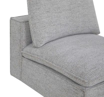 Fusion Modular 33.46 Chaise sans accoudoirs en tissu chenille gris argenté avec coussin amovible en plumes | Fauteuil modulaire sans accoudoirs Fusion de 33,46 po en tissu chenille gris argenté avec coussin amovible en couette et plumes