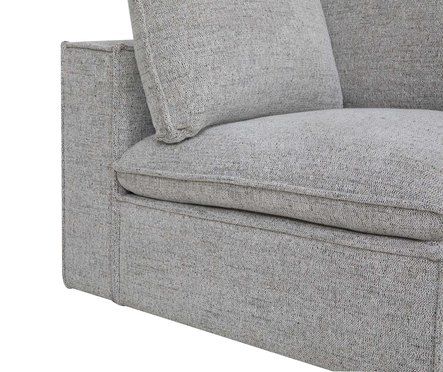 Fusion Modular 41.73 Chaise d'angle en tissu chenille gris argenté avec dossier amovible et coussin en plumes | Fauteuil modulaire en coin Fusion de 41,73 po en tissu de chenille gris argenté avec coussin de dossier amovible en couette et plumes