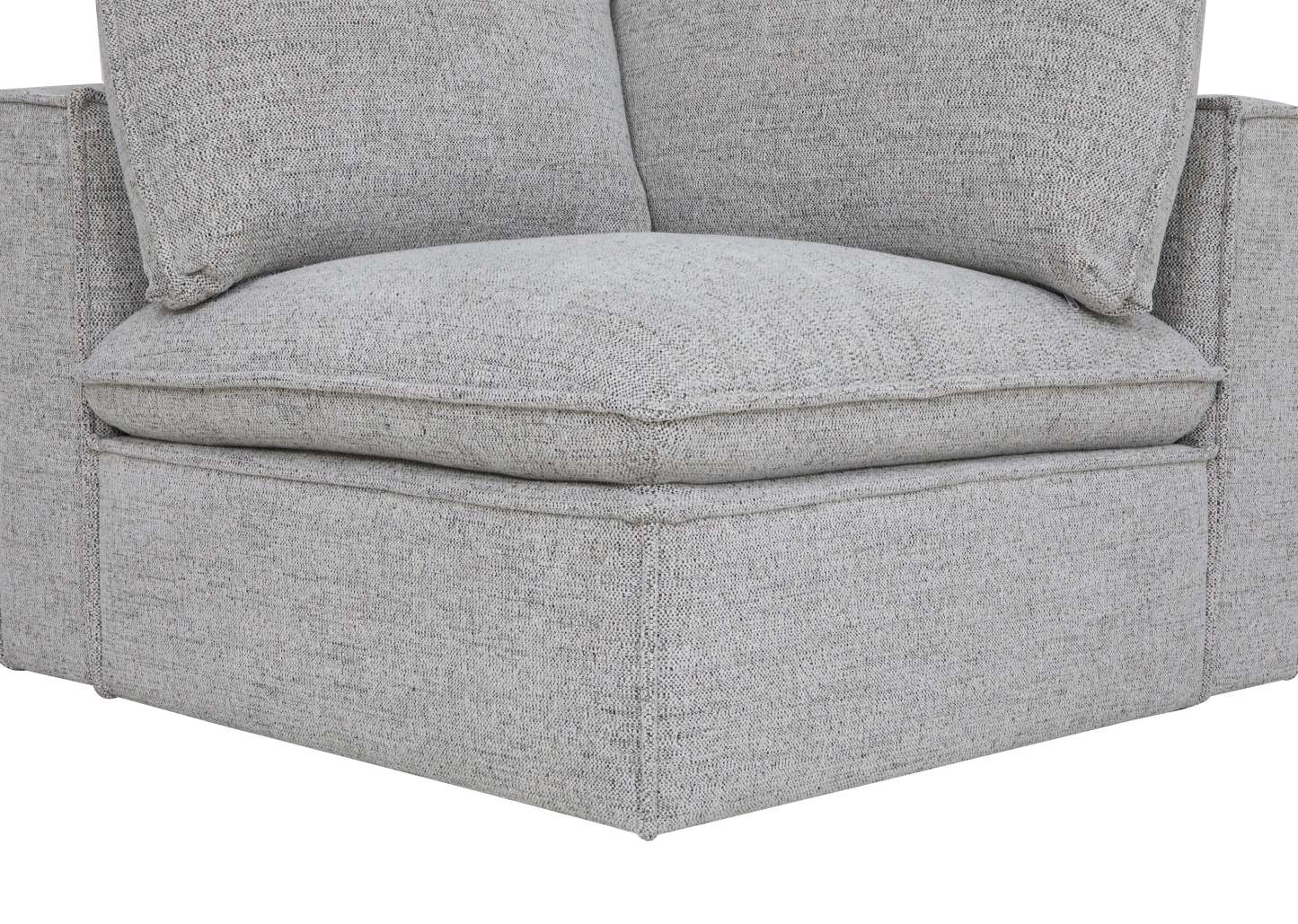 Fusion Modular 41.73 Chaise d'angle en tissu chenille gris argenté avec dossier amovible et coussin en plumes | Fauteuil modulaire en coin Fusion de 41,73 po en tissu de chenille gris argenté avec coussin de dossier amovible en couette et plumes