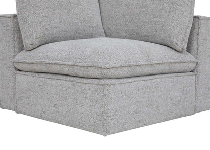 Fusion Modular 41.73 Chaise d'angle en tissu chenille gris argenté avec dossier amovible et coussin en plumes | Fauteuil modulaire en coin Fusion de 41,73 po en tissu de chenille gris argenté avec coussin de dossier amovible en couette et plumes