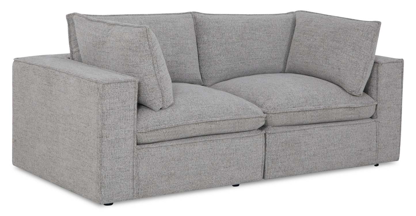 Causeuse modulaire Fusion de 83,46 po en tissu de chenille gris argenté avec coussins de dossier amovibles en couette et plumes