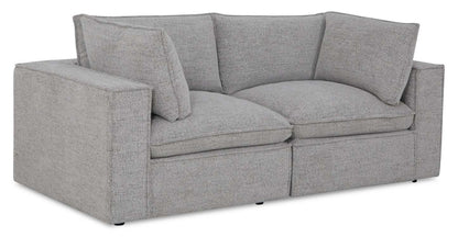 Causeuse modulaire Fusion de 83,46 po en tissu de chenille gris argenté avec coussins de dossier amovibles en couette et plumes