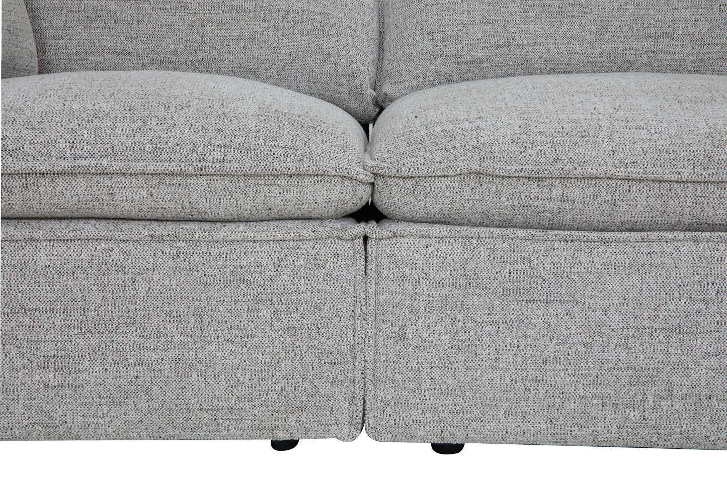 Fusion modulaire 4 pièces en tissu chenille gris argenté avec coussins de dossier amovibles en plumes | Canapé sectionnel modulaire Fusion 4 pièces en tissu chenille gris argenté avec coussins de dossier amovibles en couette et plumes