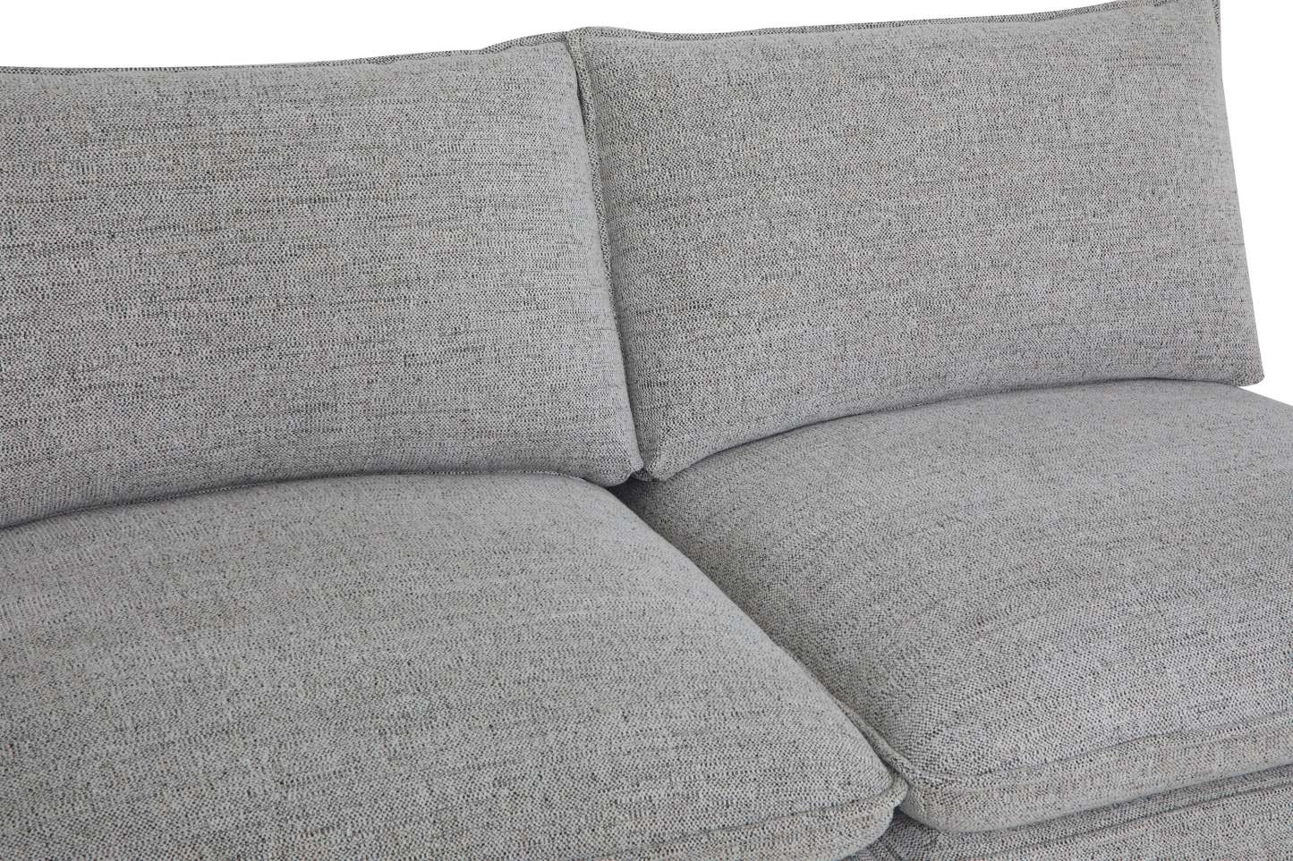 Fusion modulaire 4 pièces en tissu chenille gris argenté avec coussins de dossier amovibles en plumes | Canapé sectionnel modulaire Fusion 4 pièces en tissu chenille gris argenté avec coussins de dossier amovibles en couette et plumes