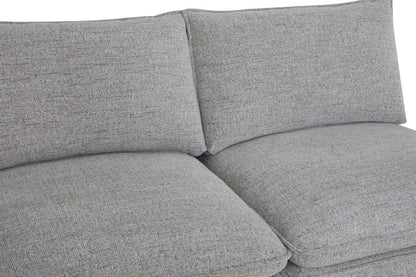 Fusion modulaire 6 pièces en tissu chenille gris argenté avec coussins de dossier amovibles en plumes | Sectionnel modulaire Fusion 6 pièces en tissu de chenille gris argenté avec coussins de dossier amovibles en couette et plumes