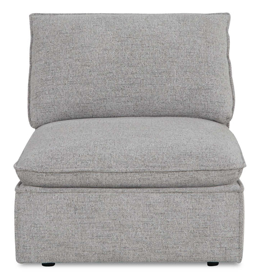 Fusion Modular 33.46 Chaise sans accoudoirs en tissu chenille gris argenté avec coussin amovible en plumes | Fauteuil modulaire sans accoudoirs Fusion de 33,46 po en tissu chenille gris argenté avec coussin amovible en couette et plumes