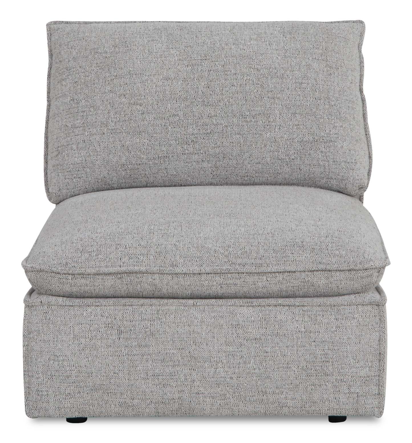 Fusion modulaire 6 pièces en tissu chenille gris argenté avec coussins de dossier amovibles en plumes | Sectionnel modulaire Fusion 6 pièces en tissu de chenille gris argenté avec coussins de dossier amovibles en couette et plumes
