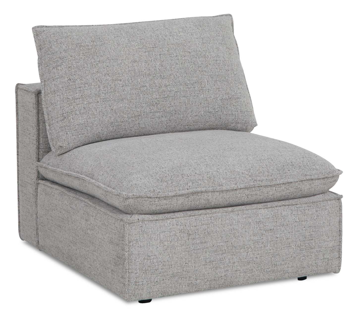 Fusion Modular 33.46 Chaise sans accoudoirs en tissu chenille gris argenté avec coussin amovible en plumes | Fauteuil modulaire sans accoudoirs Fusion de 33,46 po en tissu chenille gris argenté avec coussin amovible en couette et plumes