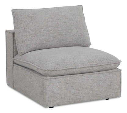Fusion modulaire 6 pièces en tissu chenille gris argenté avec coussins de dossier amovibles en plumes | Sectionnel modulaire Fusion 6 pièces en tissu de chenille gris argenté avec coussins de dossier amovibles en couette et plumes